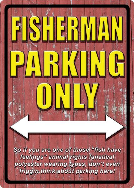 Embossed Tin Sign – Fisherman Parking