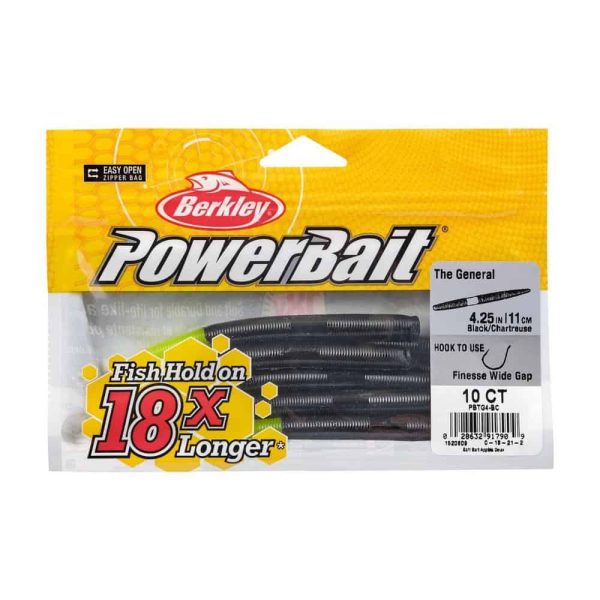 PowerBaitTheGeneral BlackChartreuse 4in PKG