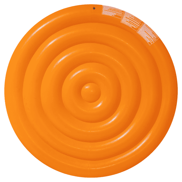 Bottom view of the circular orange float