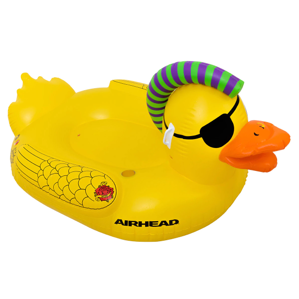 Right side of the Punk Duck showing the tattoo, eyepatch, and valve.