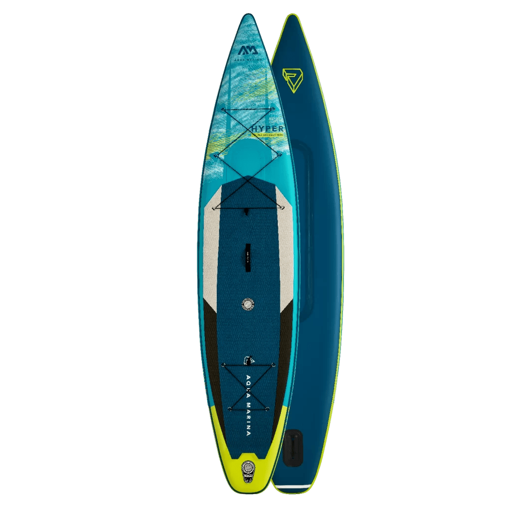 Top view of the Hyper 12ft Sup, with a view of the bottom as well