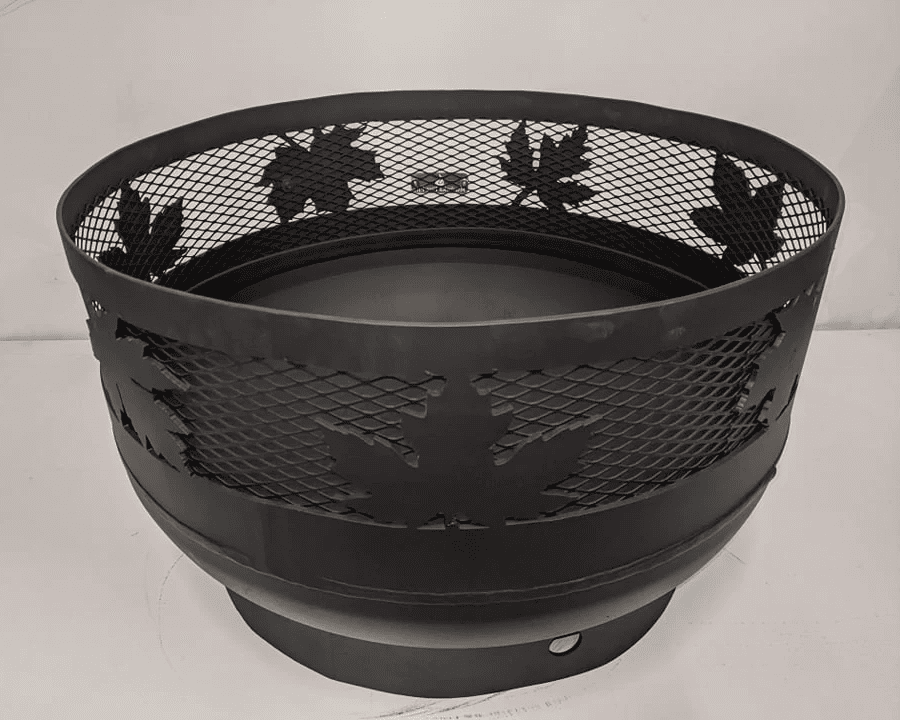 Low Profile Carved Fire Pit - Maple Leaf front