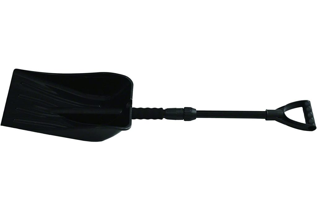 black shovel with telescopic handle
