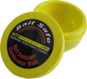 Round yellow plastic bait container