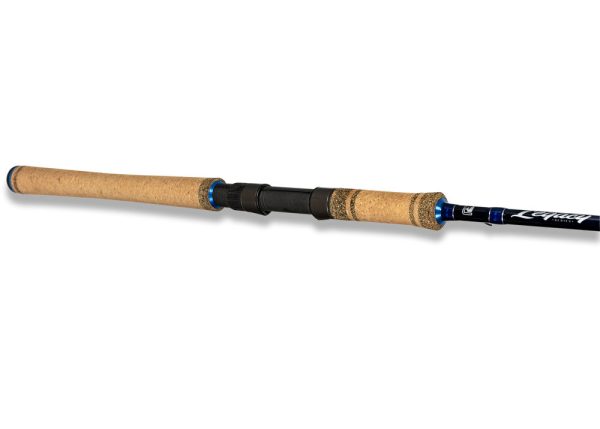 Close up showing the blue accents on the rod handle