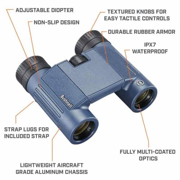 H20 10x25 Waterproof Binoculars Detail