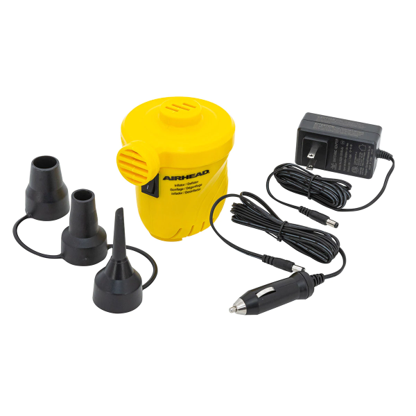 Inflatable Tube Pump with three adapters and both chargers