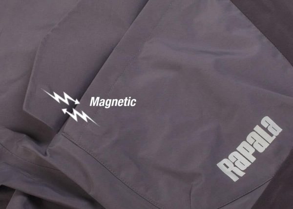 Rapala® Pro Rain Bibs Grey Black Magnetic Pocket Flap