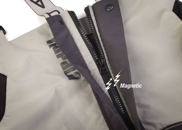 Rapala® Pro Rain Bibs Grey Black Magnetic Zipper Flap