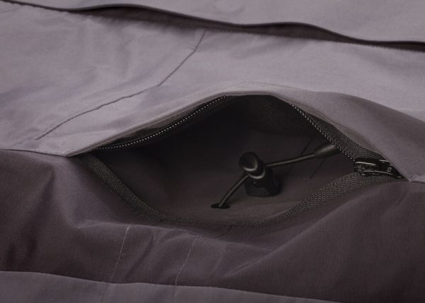 Rapala® Pro Rain Jacket Grey Black Pocket Clip Detail