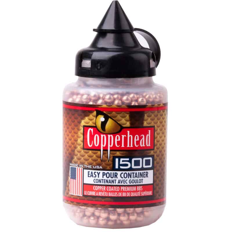Copperhead BBs - 177 Caliber, Stainless Steel, Copper Coated, 5.23 Grain, 12 Bottle Case