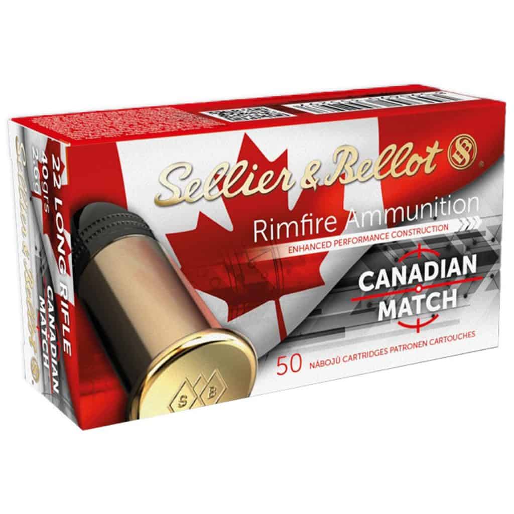 Sellier & Bellot Canadian Match 22 LR, 40 gr, LRN Rimfire Ammunition