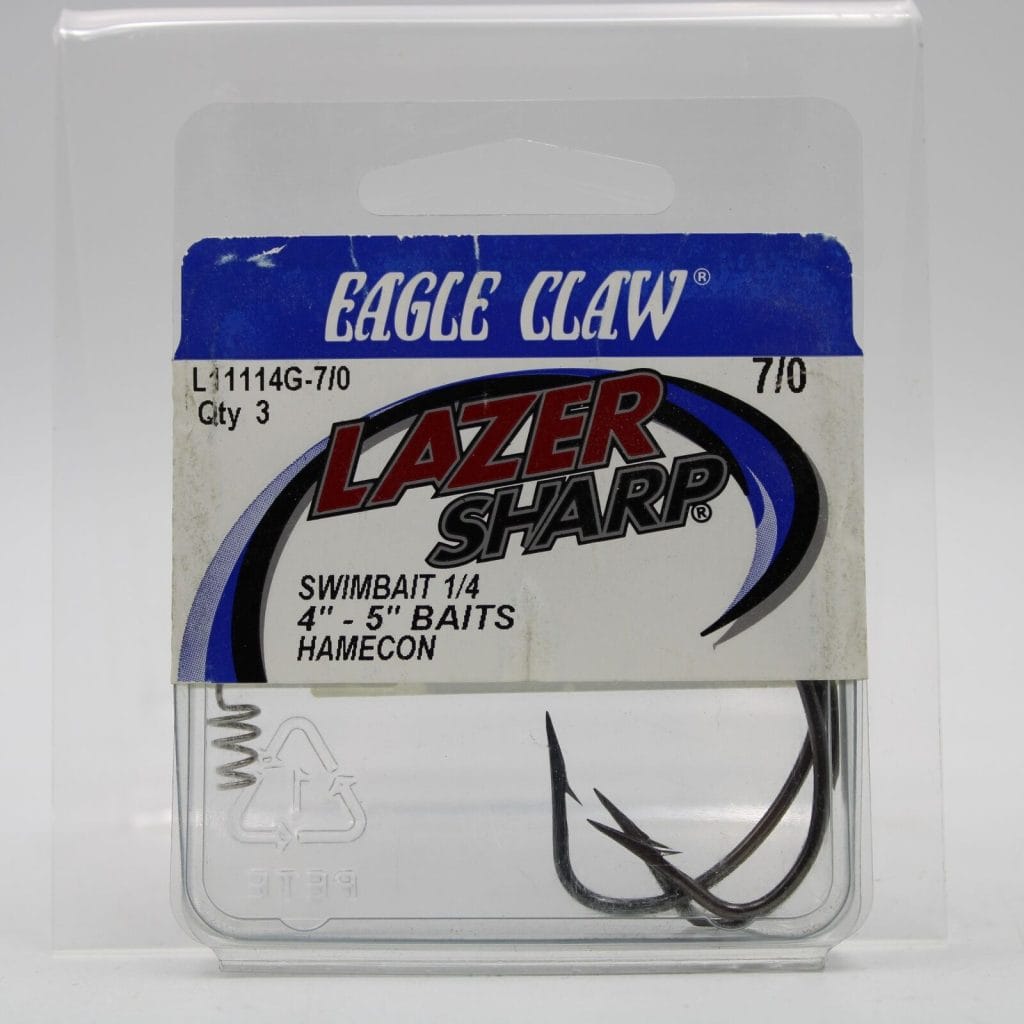 Eagle Claw Swimbait Hook 3 Count 1/4 Oz. Size 7/0 L11114G-7/0