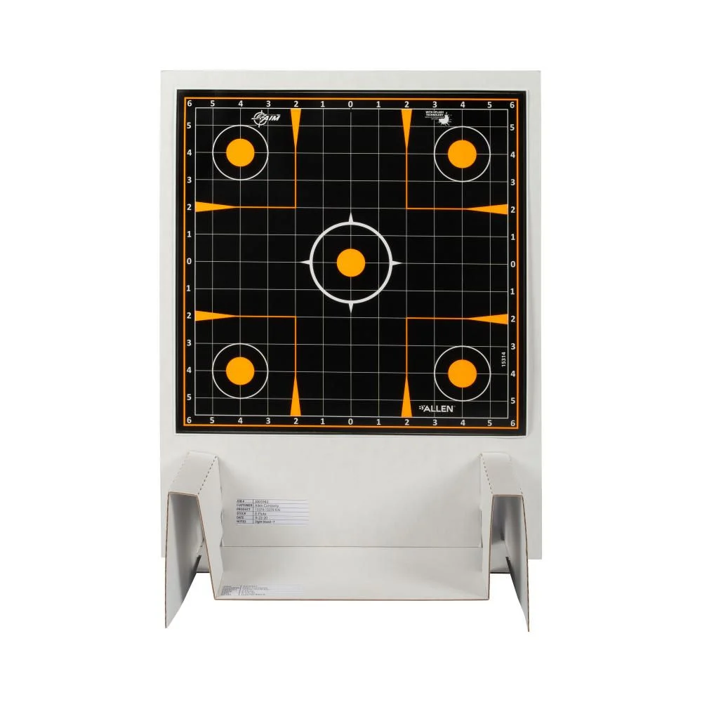 EZ Aim Adhesive Splash Reactive Paper Shooting Targets Kit & Target Stand, 12" Square Sight-In Grid Targets, 3-Pack, 13.5"W x 17.5"H Target Stand, Black/Orange/White