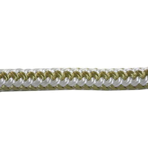3/8" x 10' Gold NYLON DOUBLE BRAID with White TRACER
