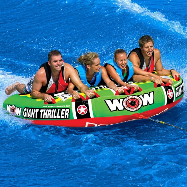 WOW Watersports 4 Person Giant Thriller Towable Tube w/ Handles, Green