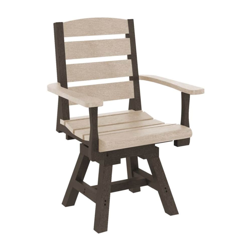 CR Plastics Napa Dining Swivel Arm Chair Beige / Chocolate