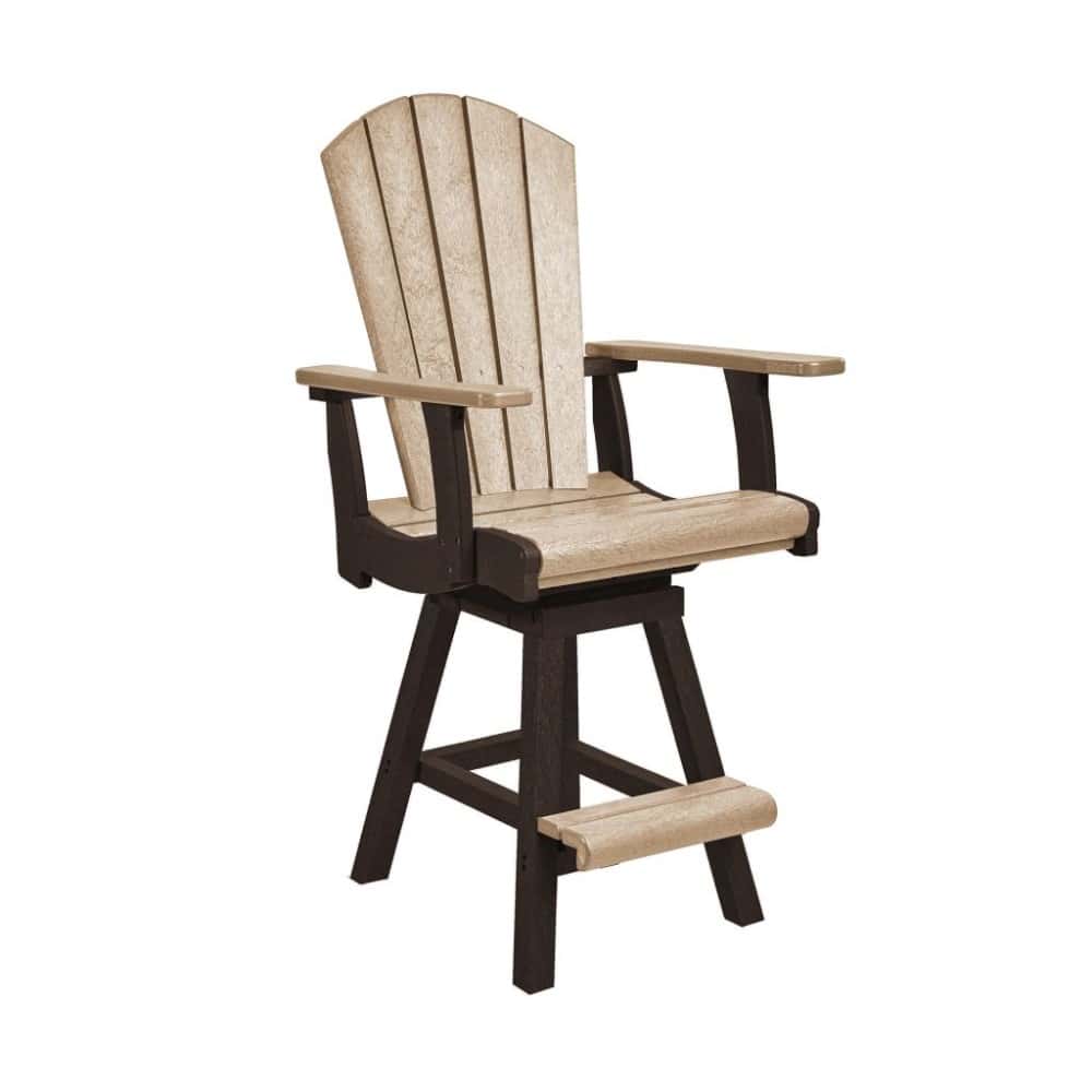 CR Plastics Swivel Counter Arm Chair Beige / Chocolate