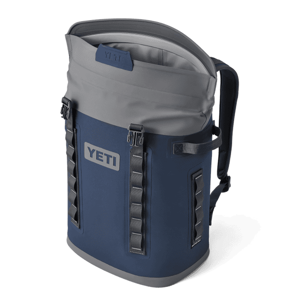 Yeti Hopper M20 Soft Backpack Cooler Navy 3qtr open