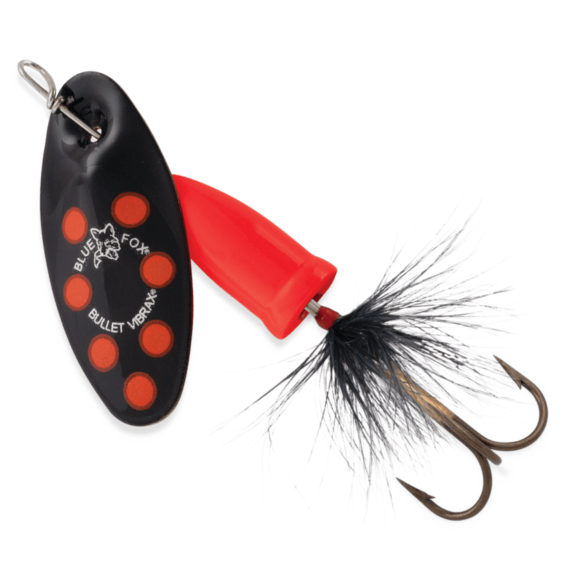 Blue Fox Vibrax Bullet Fly - Black Flo Red Black