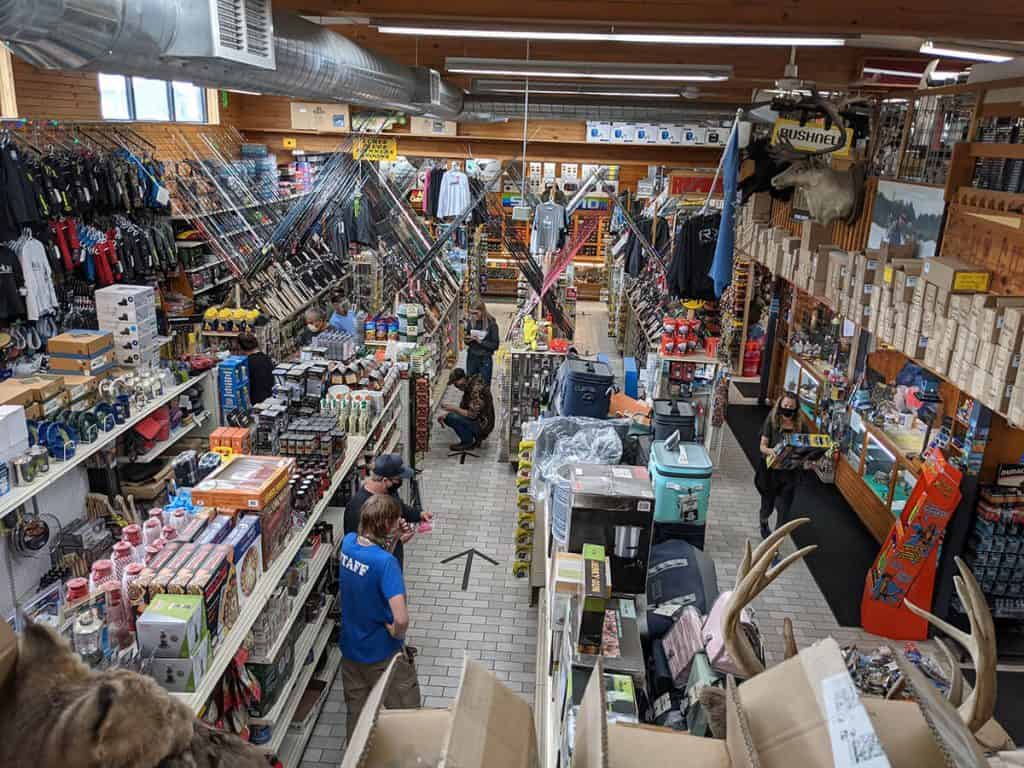 Inside Trombly's Tacklebox store from above