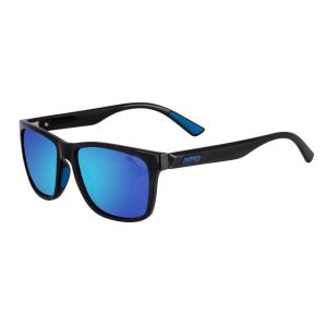 Berkley Polarized Sunglasses Black Frame, Blue Mirror (Grey Base) Lens