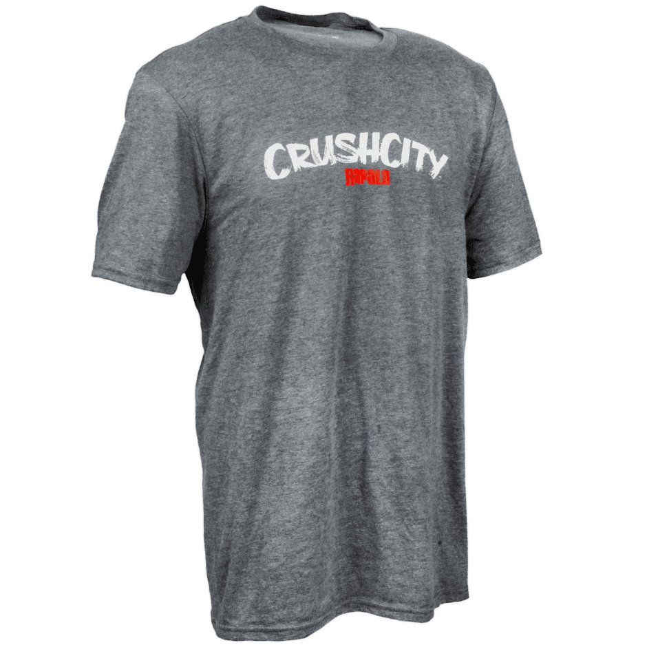 CrushCity Logo T-Shirt 3 CrushCity Logo T-Shirt - Large VMC 3, featuring a gray short-sleeve design with “CRUSHCITY” in white and “H-TOWN” in red printed on the chest, shown against a plain background.