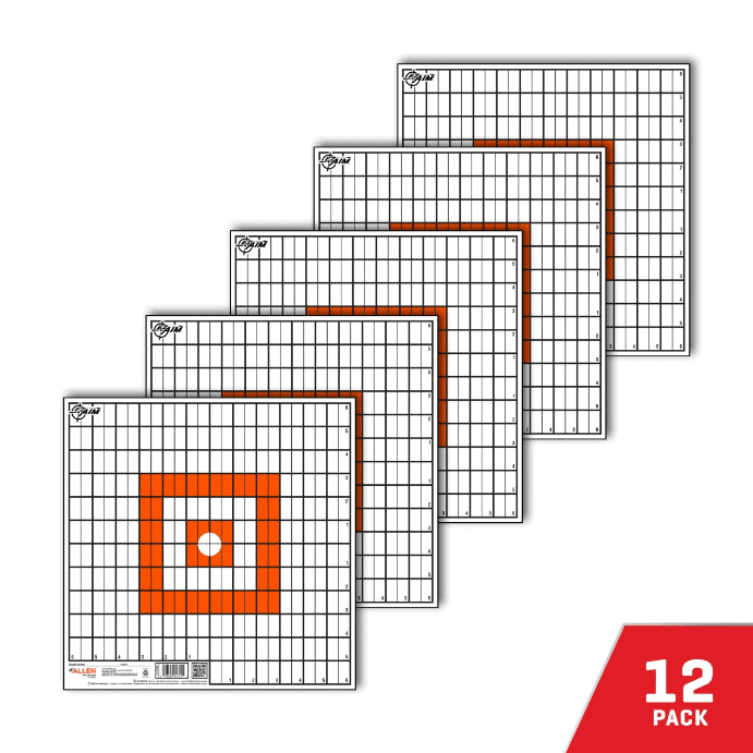 EZ Aim® 12" Square Paper Shooting Targets / Sight-In Grid - Orange & White, 12 Pack 1 EZ Aim® 12 Square Paper Shooting Targets : Sight-In Grid - 12-Pack, Orange & White Allen Hunting