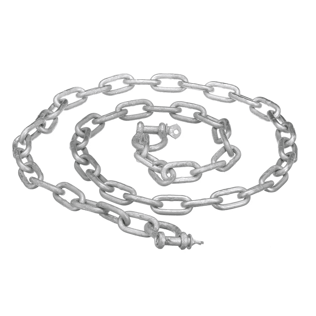 Anchor Lead Chain w/ Shackles - 3/16" x 4', Galvanized 4 A SEA CHOICE 4 Anchor Lead Chain, measuring 3/16″ x 4′ and galvanized for durability, featuring interlocking metal links with shackles, is displayed on a white background.