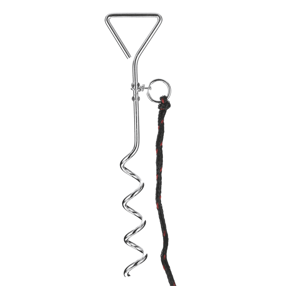 PWC Screw Anchor System - 10ft. Anchor Line, Float, Clip & Storage Bag 2 PWC Screw Anchor System by SEA CHOICE 2 features a metal corkscrew-shaped ground anchor with a triangular handle and comes with a 10ft anchor line accented in black and red, plus float, clip, and storage bag.