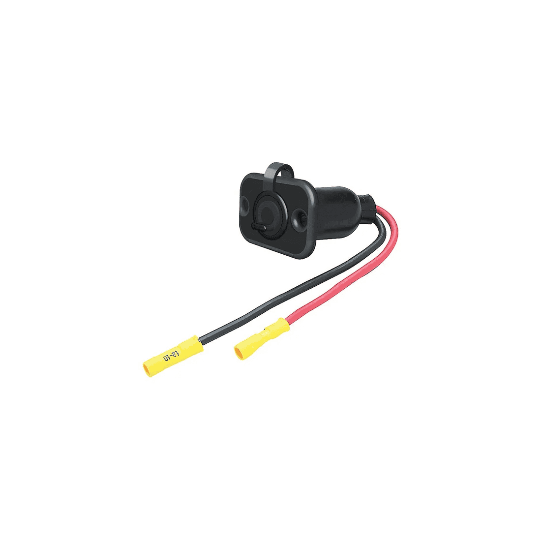 Trolling Motor Plug - Receptacle Female, 6 in Leads 1 Trolling Motor Plug - Receptacle Female by SEA CHOICE, featuring black plastic housing with 6-inch red and black leads, each terminating in a yellow insulated terminal, displayed on a white background.