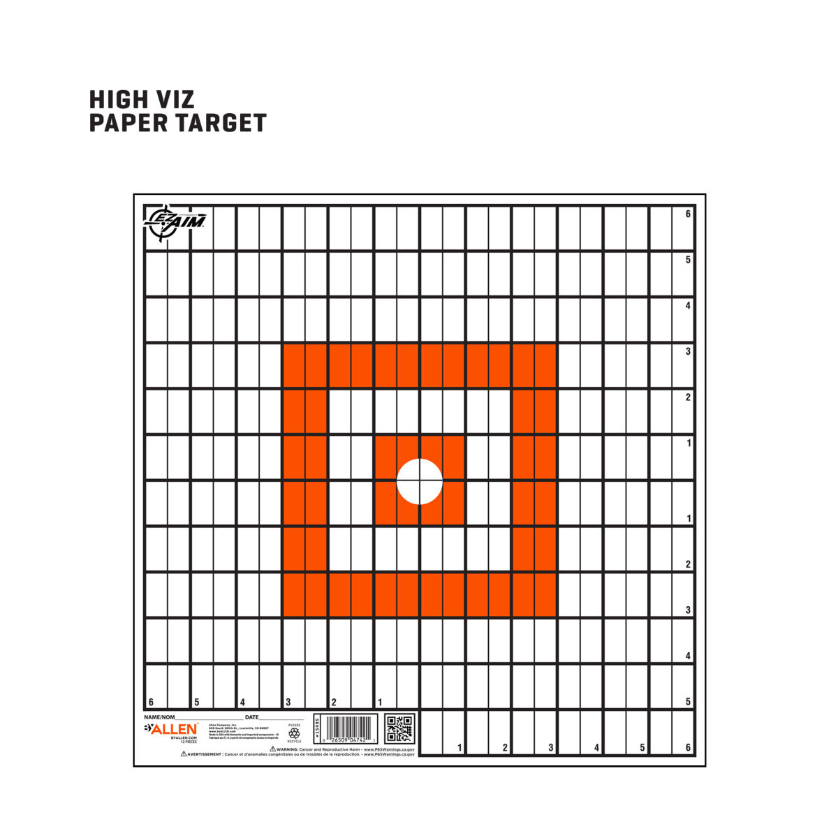 EZ Aim® 12" Square Paper Shooting Targets / Sight-In Grid - Orange & White, 12 Pack 2 EZ Aim® 12" Square Paper Shooting Targets / Sight-In Grid - Orange & White, 12 Pack - Image 2